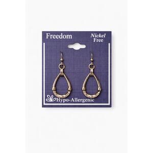 Freedom Nickel Free Teardrop Dangle Earrings Hypoallergenic Gold Tone